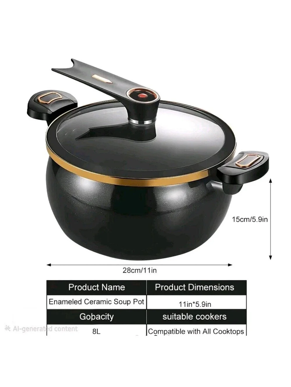 Large capacity stockpot with twist handle for quick cooking Nonstick 8.45 QT